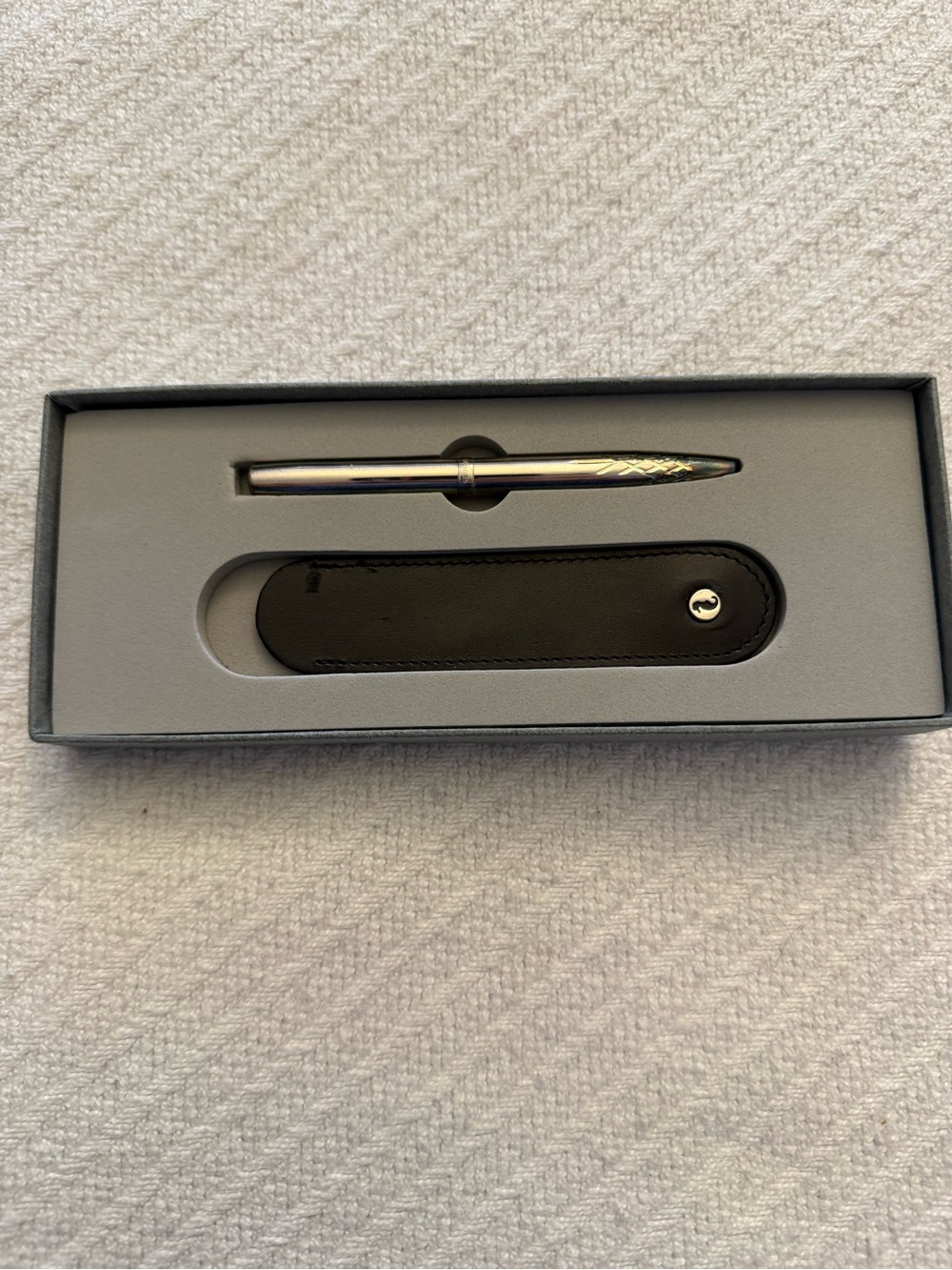 Waterford Silver Metallic pen with presentation box.
